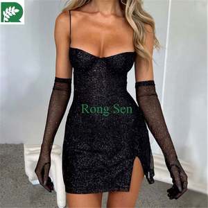 <span class=keywords><strong>Fonds</strong></span> Sexy ceinture <span class=keywords><strong>de</strong></span> poitrine basse taille serrée taille couleur pure sac fesse robe courte - Product Image 4