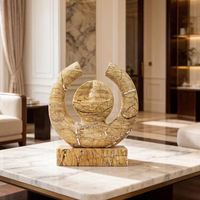 Sculpture Moderne Abstraite en Marbre Café Forêt Tropicale, Silhouette Humaine, Faite à la Main, Accessoires de Bureau de Luxe, Art de Table