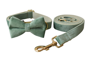Set Kerah dan Tali Anjing Beludru Solid Mewah - Product Image 3