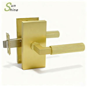 Cerradura de Puerta Moderna de Aleación de Zinc con Placa Rectangular y Manija Recta Moleteada para Puerta Interior de Paso/Privacidad, Compatible con OEM - Product Image 1