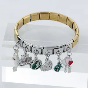 Hapiship nuevo Original Daisy moda pez amor pájaros corazón llave pluma enlaces ajuste 9mm pulsera italiana encanto DJ367 - Product Image 4