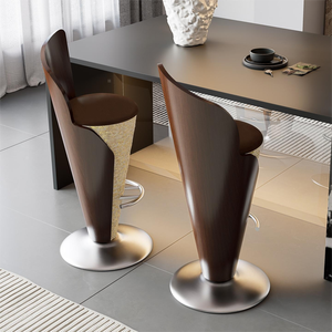 Retro Light Luxury Bar Chair with Metal Frame Customizable High <strong>Stool</strong> for Home &amp; Restaurant Use bar <strong>Stool</strong> <strong>Dining</strong> Chair - Product Image 1