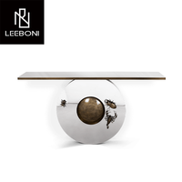 Inserts de meubles de salon personnalisés Table console décorative Table console en acier inoxydable Meuble de luxe lumineux pour villa
