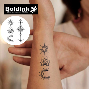 <span class=keywords><strong>Tatuaje</strong></span> Temporal de Tinta Jagua de Larga Duración (2 Semanas), Resistente al Agua, con Diseño Realista de Loto, <span class=keywords><strong>Sol</strong></span> <span class=keywords><strong>y</strong></span> <span class=keywords><strong>Luna</strong></span>, Personalizado por Boldink - Product Image 3