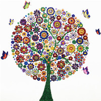 Kit de Peinture Diamant Moderne Quatre Saisons Arbre 5D DIY, Art en Strass de Cristal avec Impression Numérique, Décoration Murale en Mosaïque