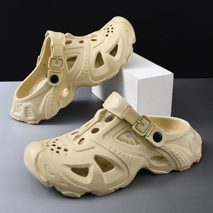 Men's Crocs Summer Outdoor Thick Soled <b>Closed</b> <b>Toe</b> <b>Sandals</b> Non Slip Breathable EVA White Black Khaki Green Solid Color 3.5cm Heel - Product Image 3