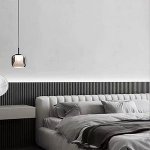 Luminaire <span class=keywords><strong>suspendu</strong></span> en verre à double couche de style italien, luxe léger, design de chambre à coucher, art nordique, éclairage de restaurant, bar - Product Image 4