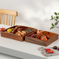 Table basse ronde en bois de noyer à double compartiment, multi-compartiments, pour le salon, plateau à fruits secs et en-cas