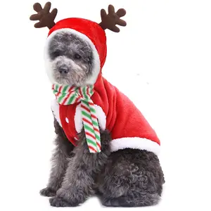 애완 동물 새해 복장을위한 개 크리스마스 옷 크리스마스 사슴 모자 강아지 디자이너 개 코트 까마귀 파티 의류 산타 의상