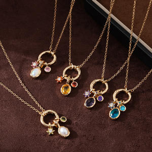 قلادة من حجر الميلاد ديي ، قلادة عصرية مطلية بالذهب ، 12 برج ، أعياد ميلاد ، قلادة سلسلة قلادة ضيقة من الزركون للنساء والفتيات - Product Image 3