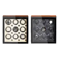 Oem Deluxe Winder Kotak Jam Tangan untuk Jam Tangan Otomatis 9 Slot Jam Putar Winder dengan Lampu Led