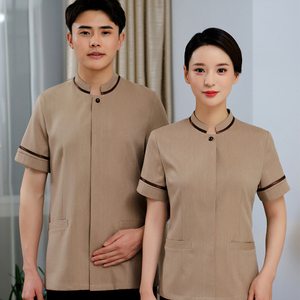 ชุดยูนิฟอร์มพนักงานทำความสะอาดโรงแรมแบบแขนสั้น ออกแบบได้ตามต้องการ พร้อมบริการพิมพ์ลาย ปักโลโก้ และสั่งทำพิเศษ - Product Image 2