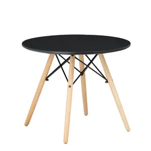 廉价现代塑料圆形咖啡MDF桌子带木腿中央餐桌