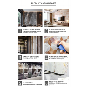 Panel y tablero de pared <span class=keywords><strong>laminado</strong></span> flexible de mármol de imitación, revestimiento UV, hoja alternativa de mármol de PVC - Product Image 6