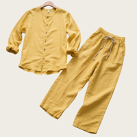 Costume Homme Personnalisé de Haute Qualité en Coton et Lin, Couleur Unie, Coupe Ample, Style Décontracté Plage