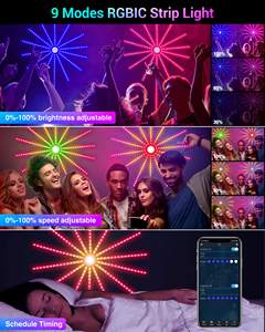 Aplicación de control remoto, sincronización de música, color de ensueño, RGB, fuegos artificiales inteligentes, tira de luces LED para decoración del hogar de vacaciones - Product Image 2