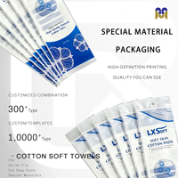 Tampons en coton bleu profond en forme de barre verticale avec logo personnalisable sac à zip-lock givré tampons de coton démaquillant sac d'emballage en plastique