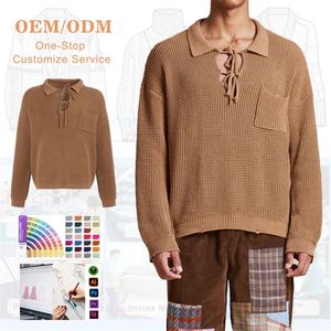 Pulls d'hiver à manches longues pour hommes, 100% coton, anti-boulochage, motif 3D, logo frontal, fabrication privée - Product Image 1