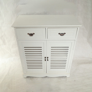 Zapatero de Madera Blanco con Puertas con Rejillas, 2 Cajones, Mueble de Almacenamiento para Entrada, Pasillo o Sala de Estar - Product Image 1