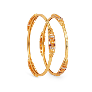 Embellished Metal <b>Bangle</b> <b>Bracelet</b> with Sculptural Figures Flower Pattern Accents and Sparkling Stone Settings Traditional Style - Product Image 4