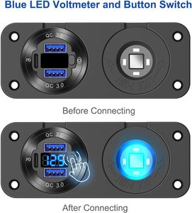 12V Thuốc lá nhẹ hơn ổ cắm Adapter với ánh sáng LED kép 30W QC3.0 và 30W PD sạc USB ổ cắm loại nhôm - Product Image 3