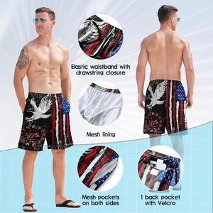 Trajes de Baño Personalizados para Hombre, Shorts de Secado Rápido con Bolsillos, Estampado de Bandera Americana, Ropa de Playa para Surf - Product Image 3