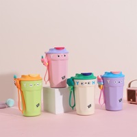Gobelet de voyage personnalisé avec sangle de transport, bouteille d'eau isotherme en acier inoxydable avec couvercle anti-fuite pour enfant et étudiant