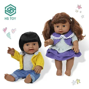 HS玩具女孩礼品时尚美容软12英寸美国黑色吹气娃娃定制制造商多种款式