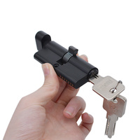 Serrure à cylindre noire mate de 70mm avec clé à bouton Serrure à cylindre de porte durable
