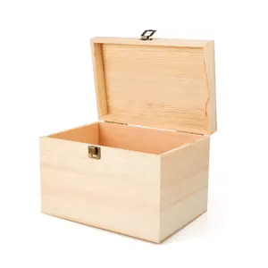 Natural unfinished pine large sublimation photo wholesale jewelry package trinket box lightweight wood box for art
