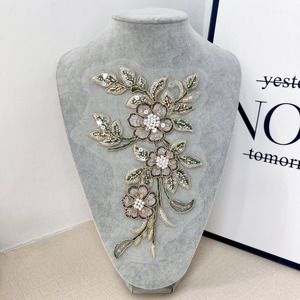 Toppa ricamata floreale con motivo floreale 3d Applique <span class=keywords><strong>in</strong></span> <span class=keywords><strong>pizzo</strong></span> ricamato con perline per accessori di abbigliamento - Product Image 5