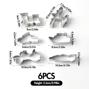 Ensemble de 6 <span class=keywords><strong>emporte</strong></span>-pièces en acier inoxydable de haute qualité, outil de pâtisserie, thème transport, <span class=keywords><strong>avion</strong></span>, bateau, camion, <span class=keywords><strong>emporte</strong></span>-pièces pour biscuits - Product Image 3