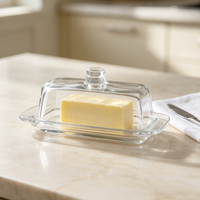 Beurrier en verre minimaliste nordique avec couvercle - Récipient à beurre rectangulaire transparent en borosilicate pour cuisine moderne