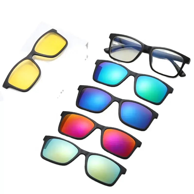 Yeni varış Unisex 5 in 1 üzerinde klip TR90 güneş gözlüğü açık sürme spor güneş gözlüğü manyetik güneş gözlüğü üzerinde klip