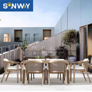 Juego de Muebles de Jardín de Lujo, Juego de Comedor de Teca para Exteriores, Mesa y Sillas de Comedor Modernas para Exteriores con Estructura de Teca, Madera Maciza - Product Image 3