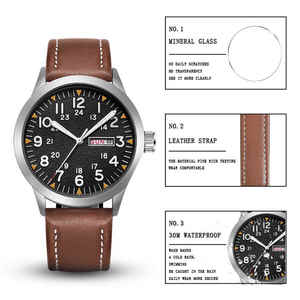 Heren Luxe Quartz Horloge Heren Piloot Sport Klok Waterdicht Lichtgevend Horloge Voor Heren - Product Image 2