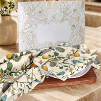 Lemon Floral Printed Cotton Tea Towel Ultra Absorbent Quick Dry Kitchen Dish Cloth With Hanging Loop for Home Housewarming Gift