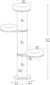 Albero a torre per gatti in legno alto 74 "con tiragraffi in Sisal - Product Image 2