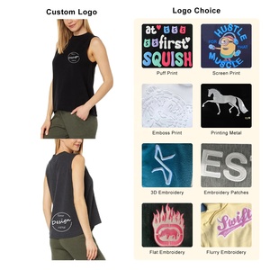 Été Nouvelle Arrivée Personnalisé Blanc Respirant 180 Gsm Gris Col Côtelé Gym Workout Tank Top Loose Cotton Tank Top Femmes - Product Image 3