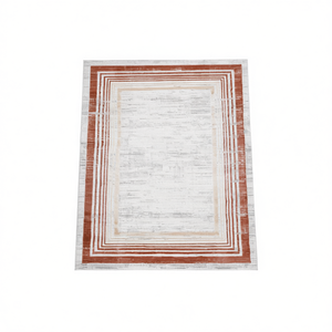 Elegante Tappeto Bordato 5x7 Marrone Avorio Antimacchia e Antipelo per Soggiorno, Camera da Letto, Sala da Pranzo, Ufficio - Product Image 1