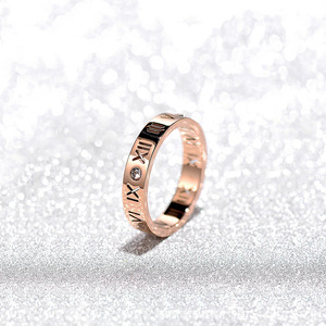 Anello in Acciaio al Titanio con Numeri Romani e Zirconi, per Uomo e Donna, Anelli con Diamanti Tagliati, Accessorio Resistente allo Sbiadimento - Product Image 3