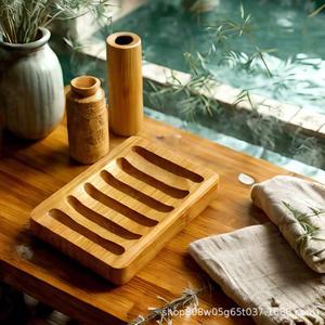 Lingyue Wooden Soap <b>Dish</b> Rectangle Self Drain Sink Storage <b>Rack</b> For Hotel Guesthouse Soap Holder - Product Image 4