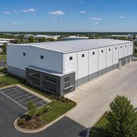 Entrepôt préfabriqué en structure d'acier durable, à portée libre, conforme AISC, atelier métallique résistant aux intempéries, bâtiment de stockage et garage