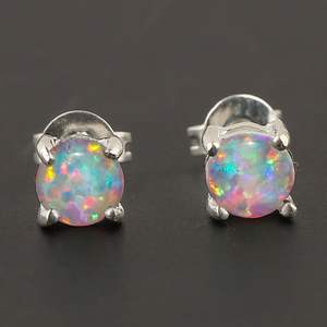 Pendientes de ópalo YASHEE redondos chapados en plata para uso diario de mujer - Product Image 4