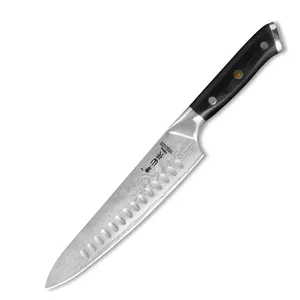 Damasco-cuchillo de cocina de 8 pulgadas, utensilio de Chef con mango azul G10, VG10, acero damasco, rebanador