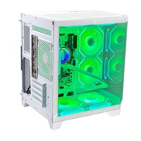 Boîtier PC Micro-ATX Pcooling New Mid Tower avec fenêtre transparente, extérieur et intérieur blancs, USB 3.0, verre trempé.