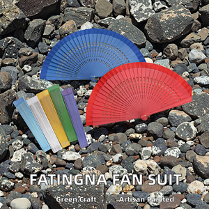 Fatingna Abanico <span class=keywords><strong>de</strong></span> Boda Japonés <span class=keywords><strong>de</strong></span> Alta Calidad, 42 Varillas <span class=keywords><strong>de</strong></span> Bambú, Anillo <span class=keywords><strong>de</strong></span> Hierro, <span class=keywords><strong>Tela</strong></span> Estrecha, Pintura Ecológica Negra Pura, Poliéster - Product Image 2