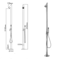 Pommeau de douche vertical à colonne autoportante en acier inoxydable pour piscine extérieure personnalisée