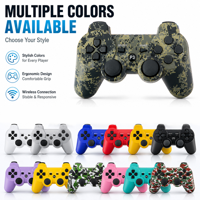 BT Wireless Video Game Controller for PS3 Gamepad Joystick Joypad Game Handle Manette Gaming Pad Dual Vibration for PS3