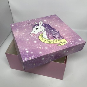 Wholesale Purple Unicorn Square <b>Cheap</b> Surprise Birthday Party Wedding Paper Cake <b>Boxes</b> for Cakes - Product Image 1